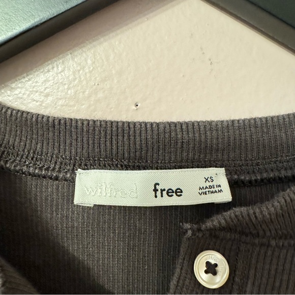 Artizia Wilfred Free Mavis Ribbed Crop Longsleeve Shirt Brown Women  Size XS - Picture 3 of 5